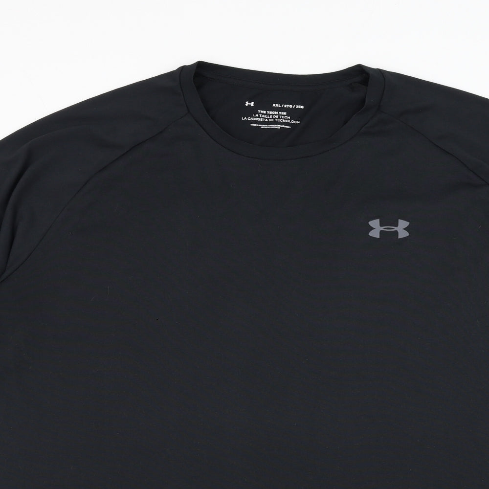 Under armour Mens Black Polyester Basic T-Shirt Size 2XL Round Neck Pullover