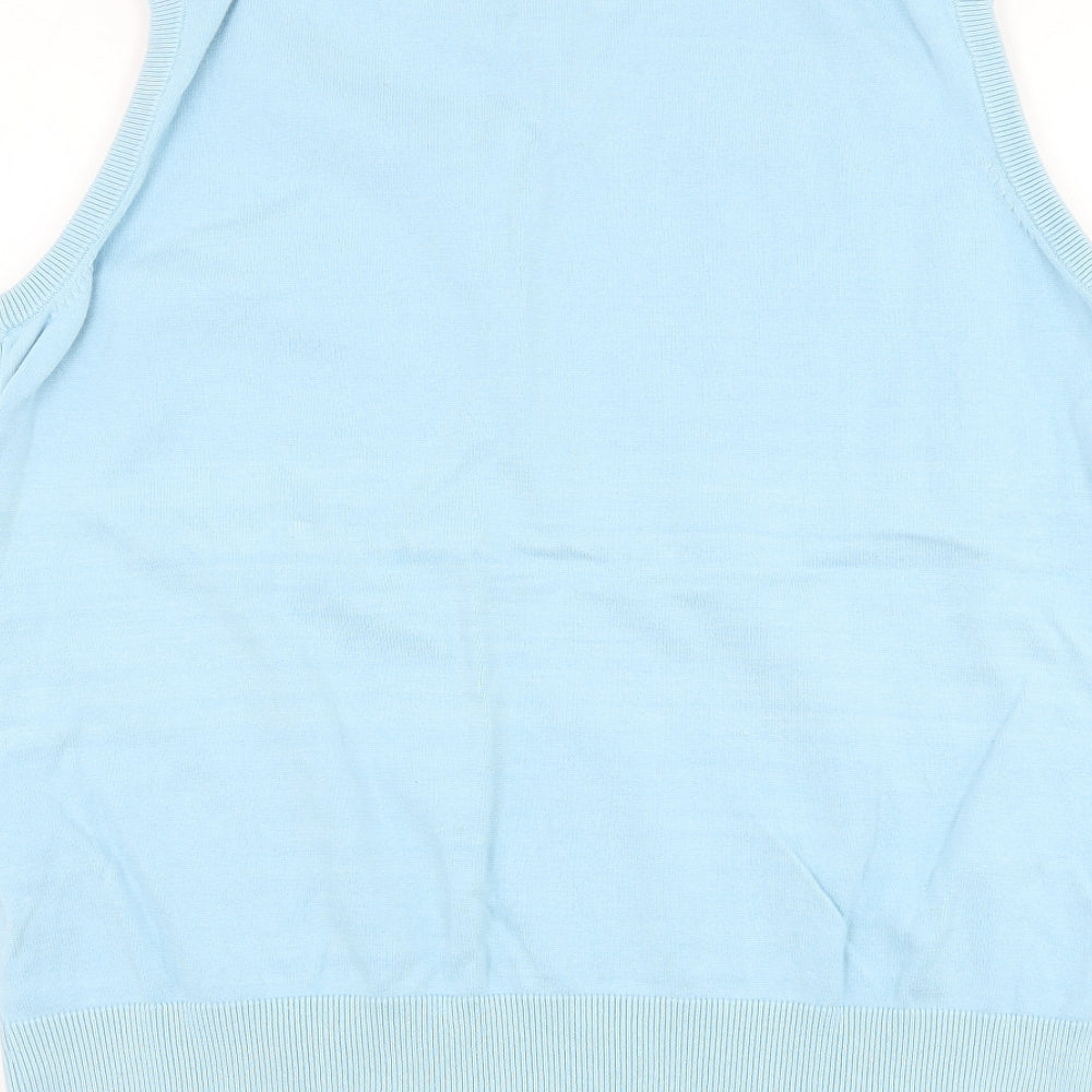 EWM Womens Blue V-Neck Cotton Vest Jumper Size 22