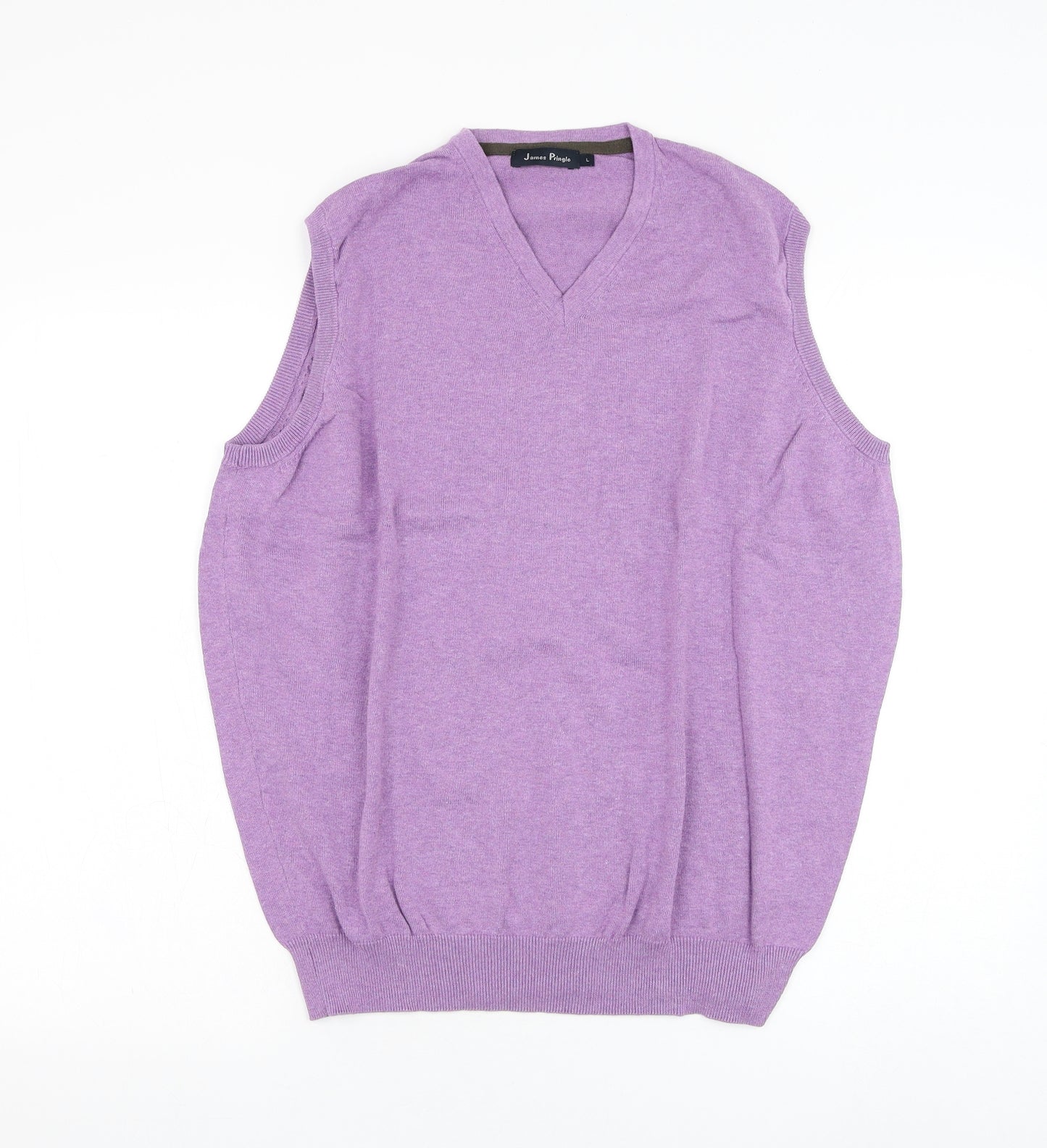 James Pringle Mens Purple V-Neck Cotton Vest Jumper Size L