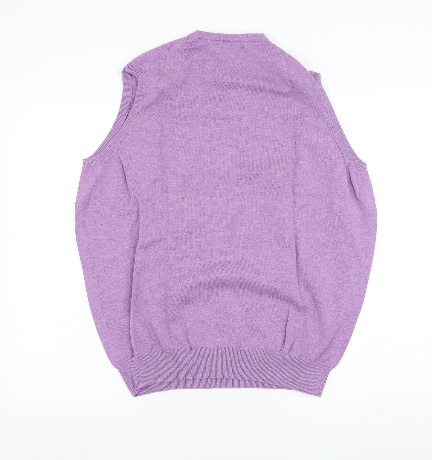 James Pringle Mens Purple V-Neck Cotton Vest Jumper Size L