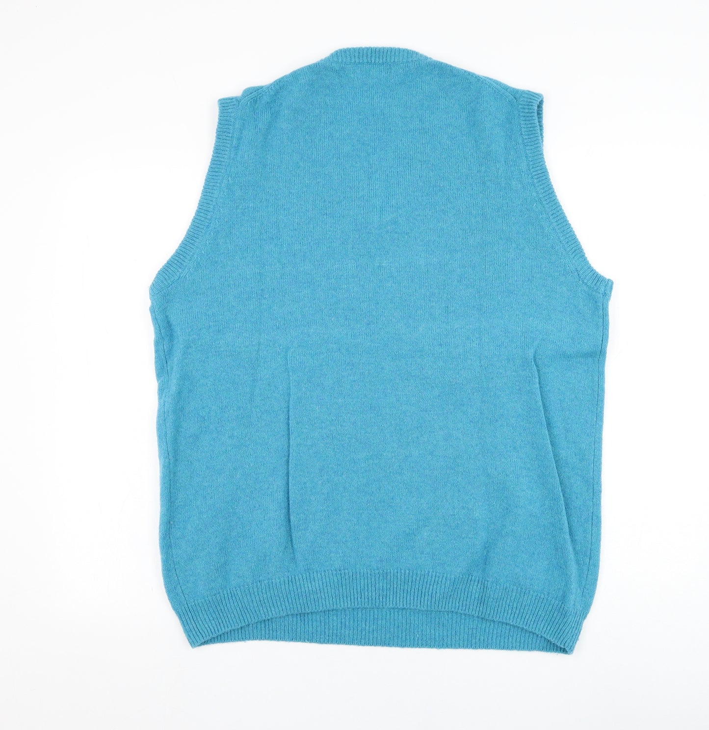 Woolovers Mens Blue V-Neck Wool Vest Jumper Size XL