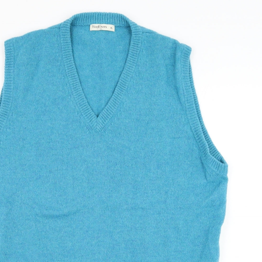 Woolovers Mens Blue V-Neck Wool Vest Jumper Size XL