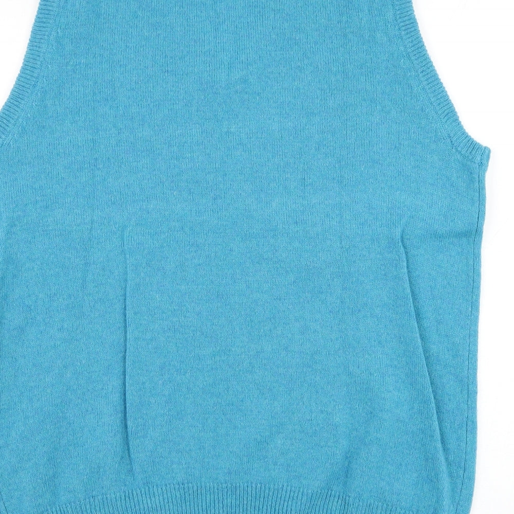 Woolovers Mens Blue V-Neck Wool Vest Jumper Size XL
