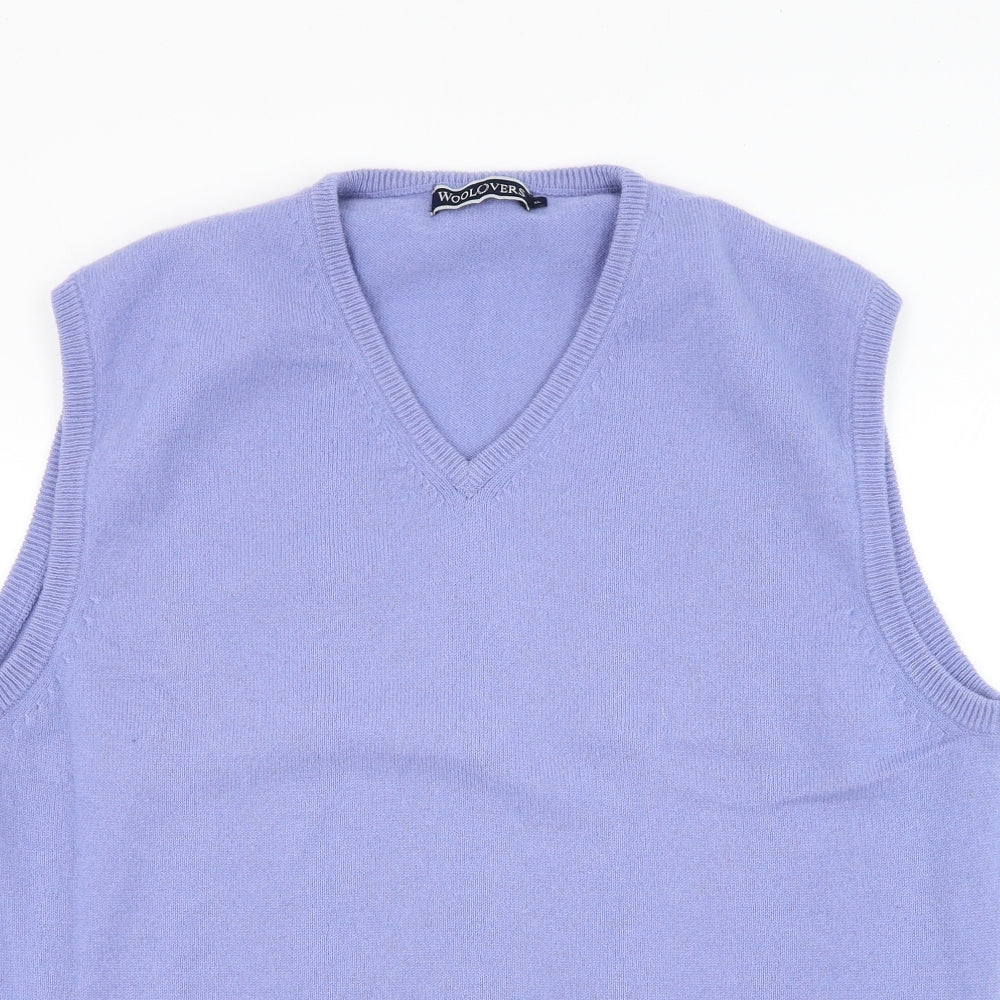 Woolovers Mens Blue V-Neck Wool Vest Jumper Size XL