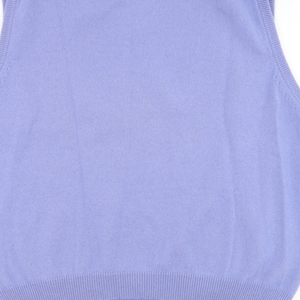Woolovers Mens Blue V-Neck Wool Vest Jumper Size XL