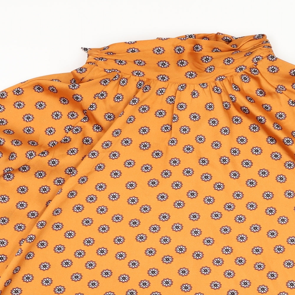 George Womens Orange Floral Polyester Basic Blouse Size 22 Mock Neck