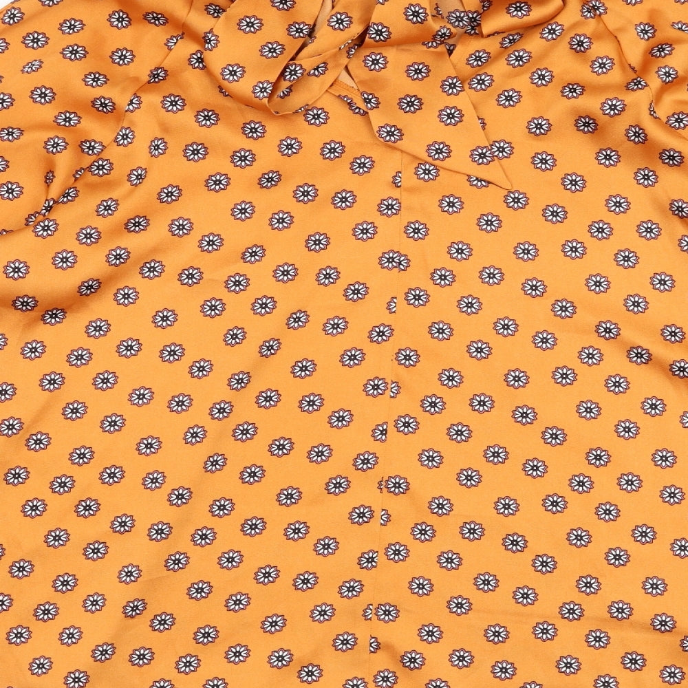George Womens Orange Floral Polyester Basic Blouse Size 22 Mock Neck