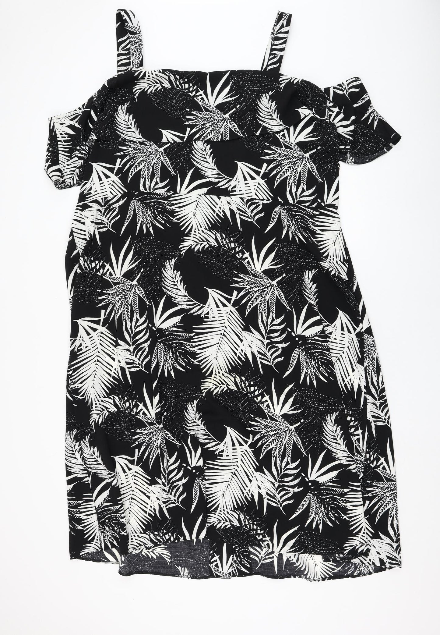 George Womens Black Floral Polyester Shift Size 24 Round Neck Pullover