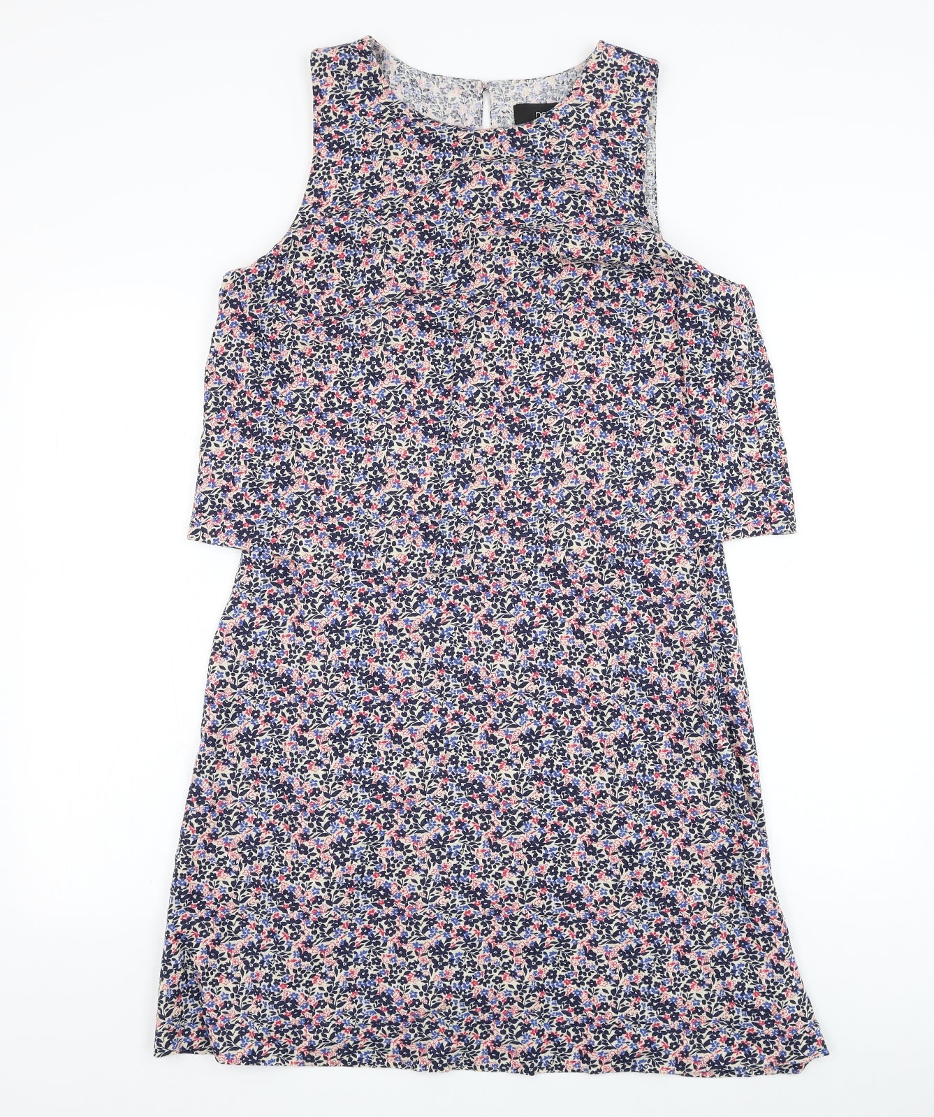 NEXT Womens Beige Floral Linen Shift Size 12 Round Neck Zip