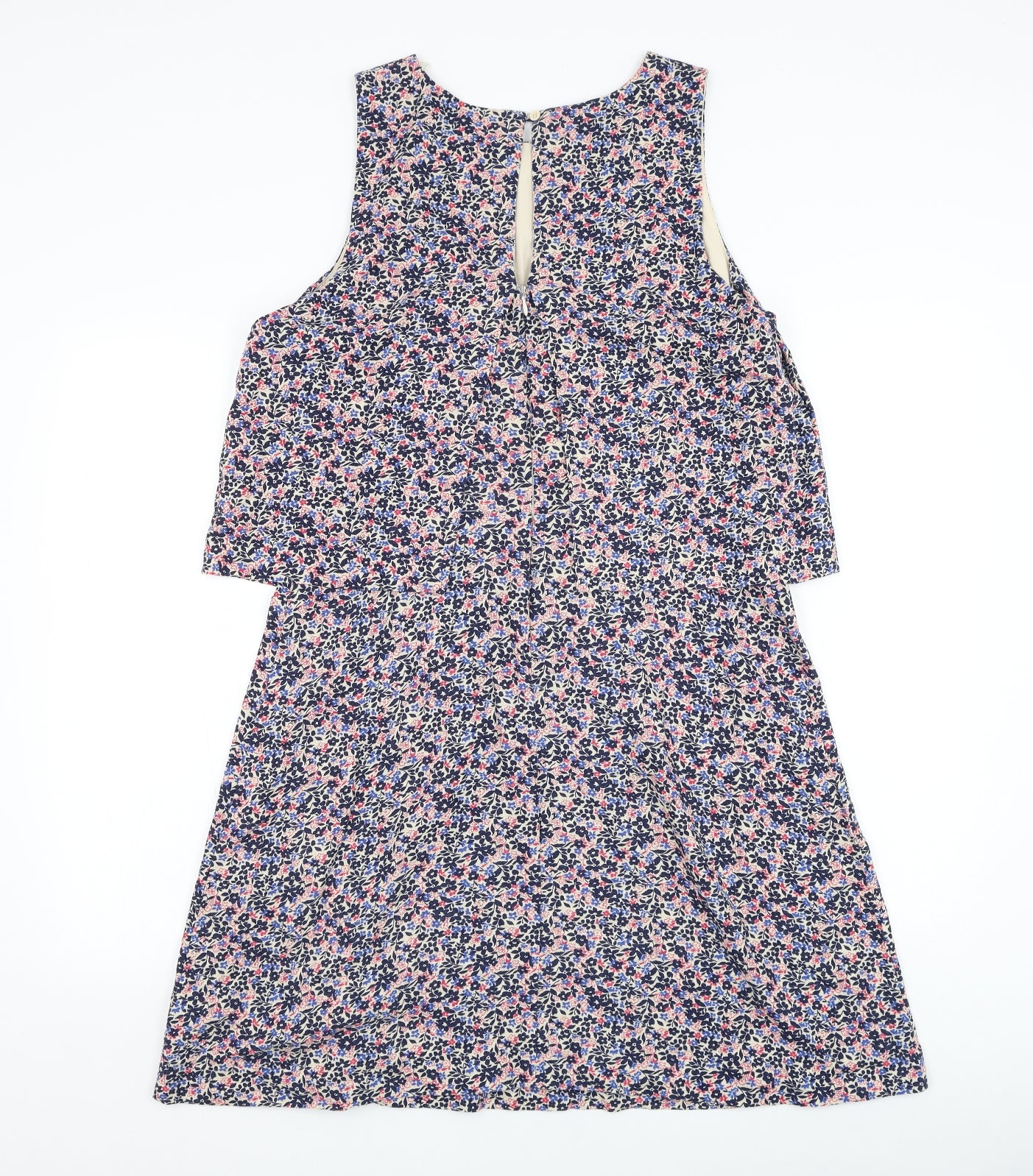 NEXT Womens Beige Floral Linen Shift Size 12 Round Neck Zip