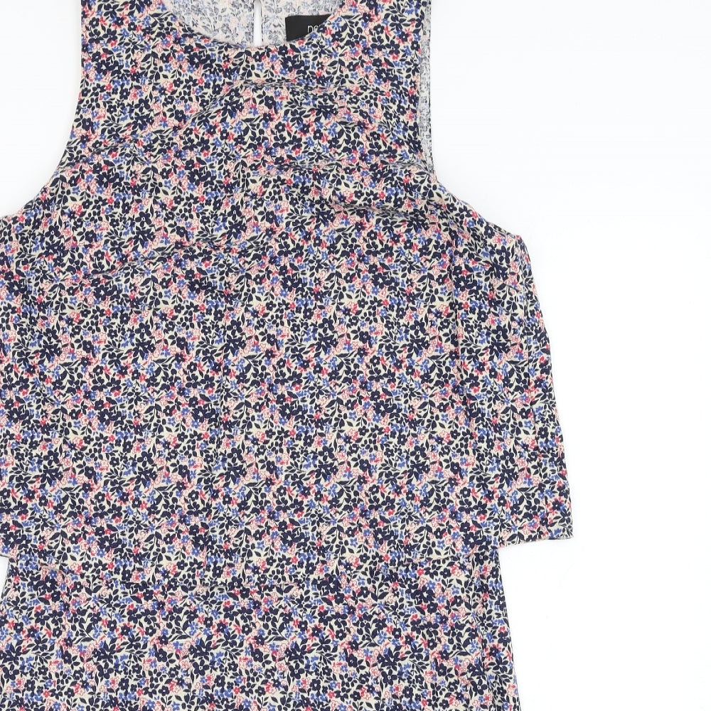 NEXT Womens Beige Floral Linen Shift Size 12 Round Neck Zip