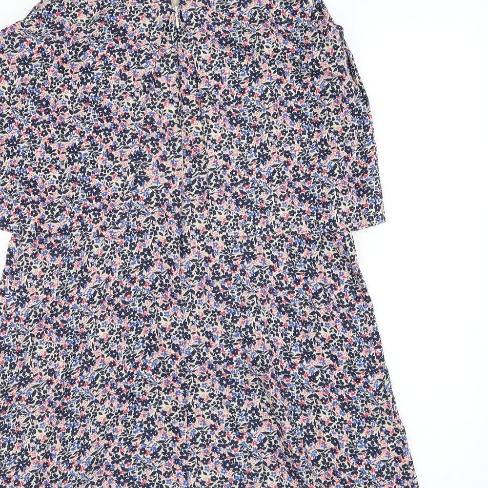 NEXT Womens Beige Floral Linen Shift Size 12 Round Neck Zip
