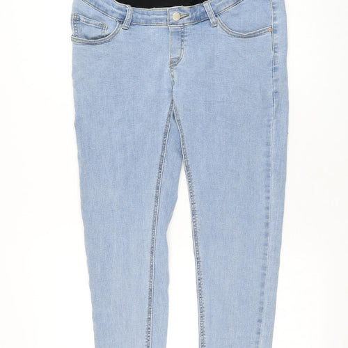 PRETTYLITTLETHING Womens Blue Polyester Skinny Jeans Size 12 L28 in Regular Button