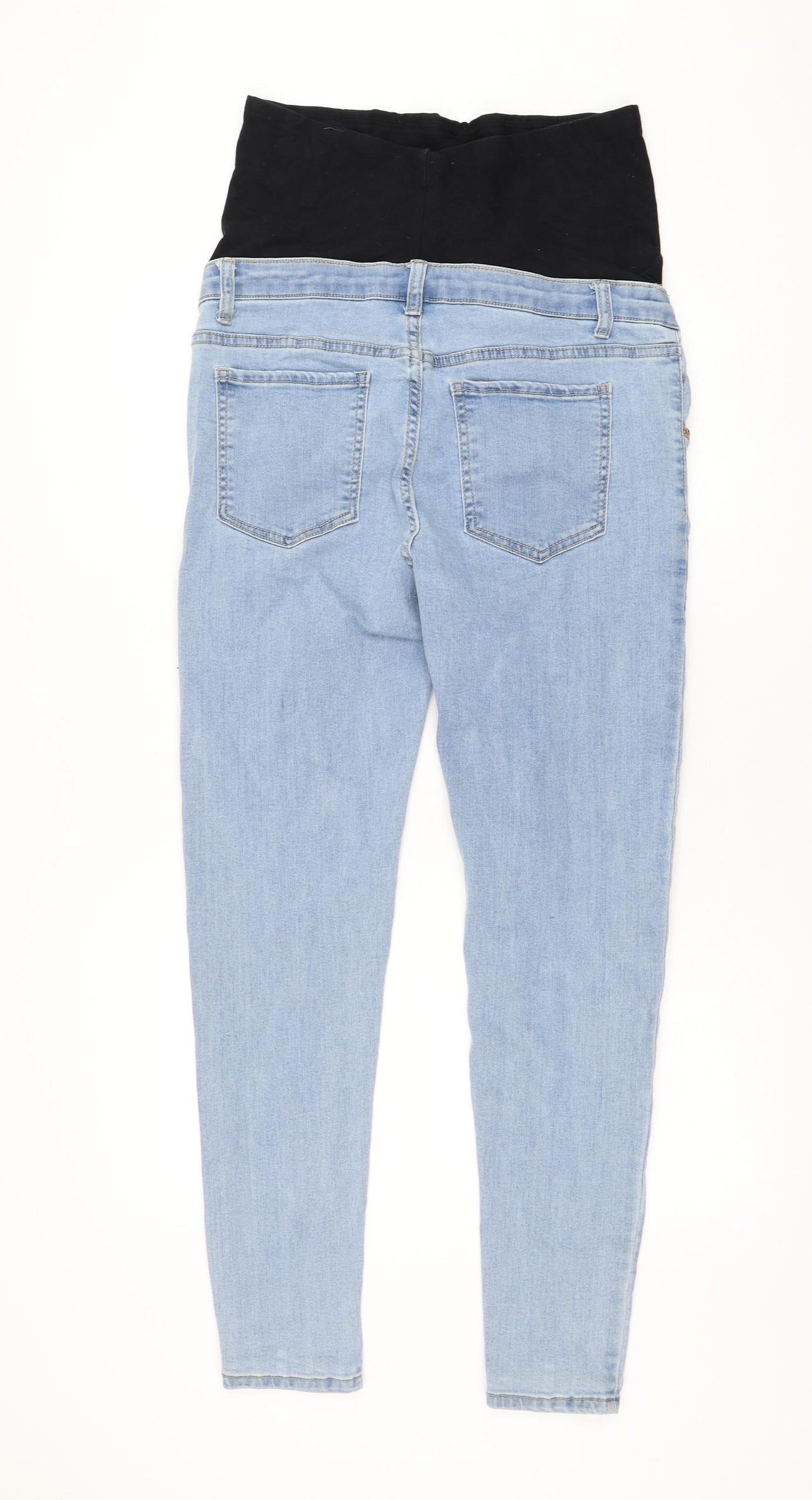 PRETTYLITTLETHING Womens Blue Polyester Skinny Jeans Size 12 L28 in Regular Button