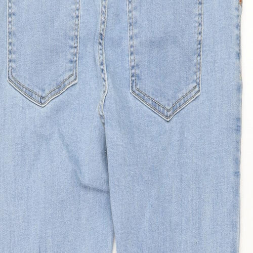 PRETTYLITTLETHING Womens Blue Polyester Skinny Jeans Size 12 L28 in Regular Button