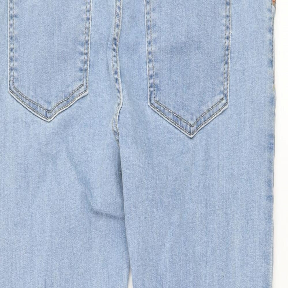PRETTYLITTLETHING Womens Blue Polyester Skinny Jeans Size 12 L28 in Regular Button