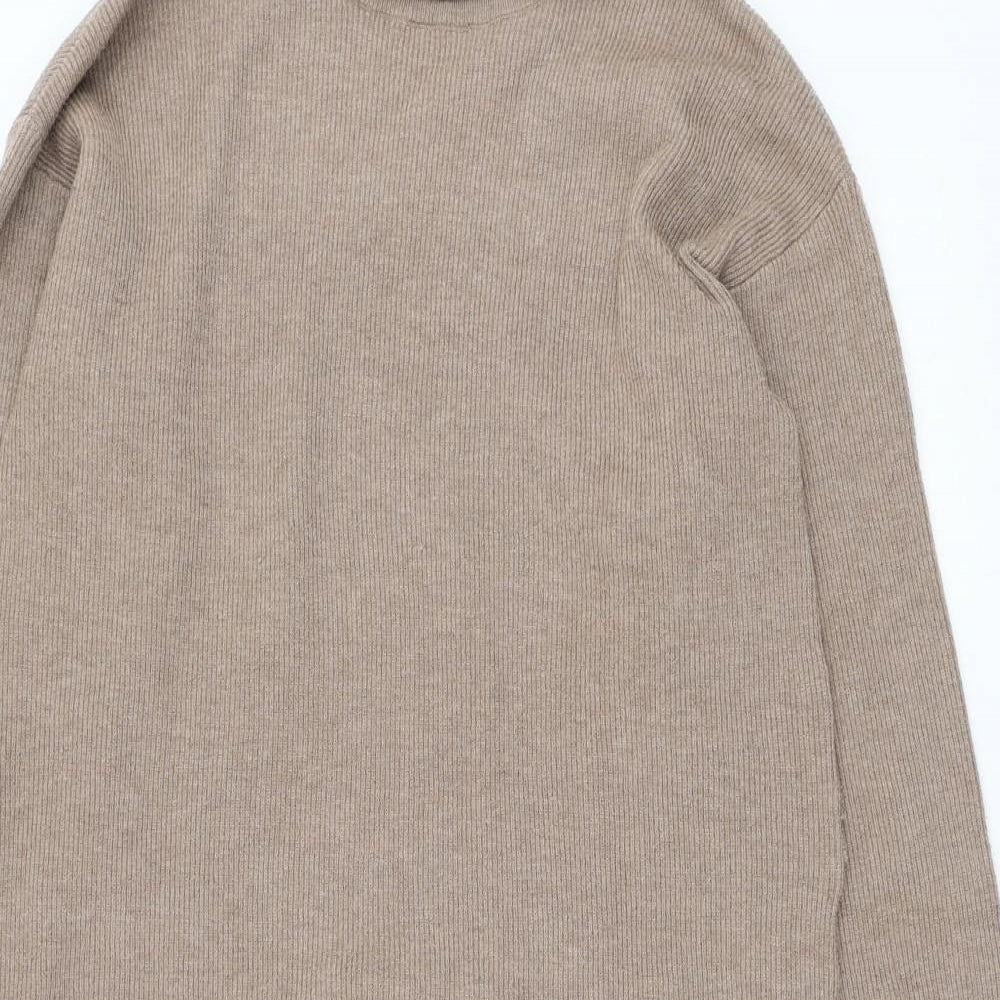 TU Womens Brown Polyester Jumper Dress Size 14 Roll Neck Pullover
