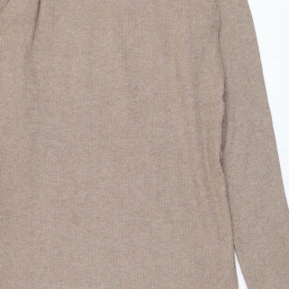 TU Womens Brown Polyester Jumper Dress Size 14 Roll Neck Pullover
