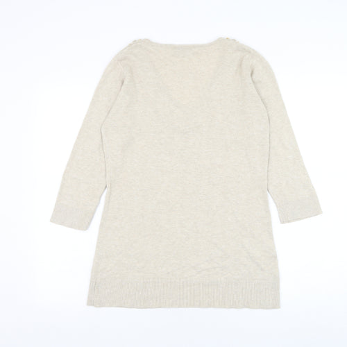 Principles Womens Beige V-Neck Acrylic Pullover Jumper Size 12