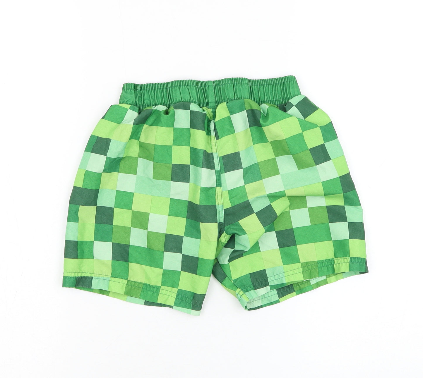 Primark Boys Green Polyester Sweat Shorts Size 8-9 Years Regular Drawstring - Minecraft, Swimwear