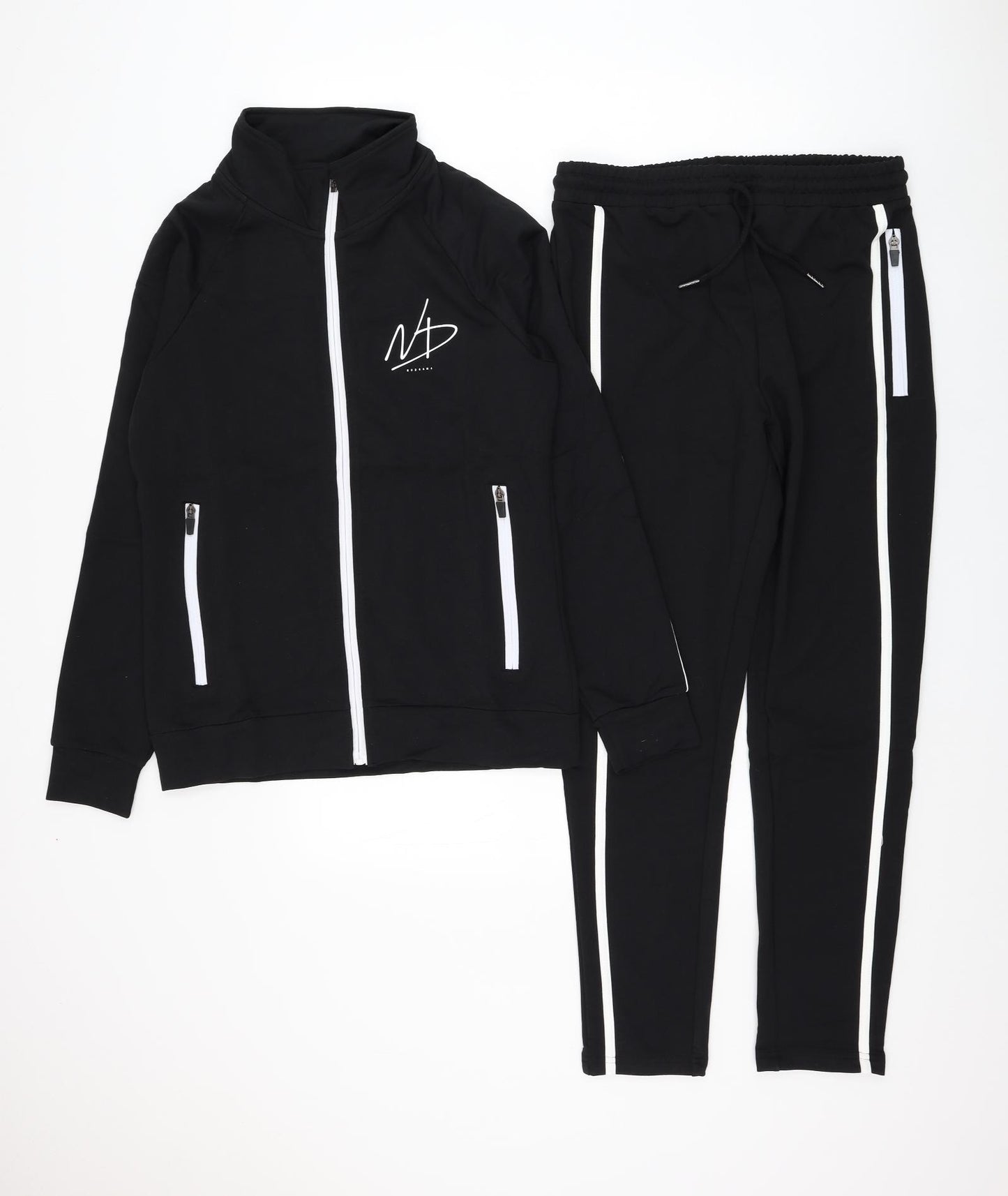 No Drama Mens Black Cotton Full Zip Sweatshirt Size M - Sweater and jogger set
