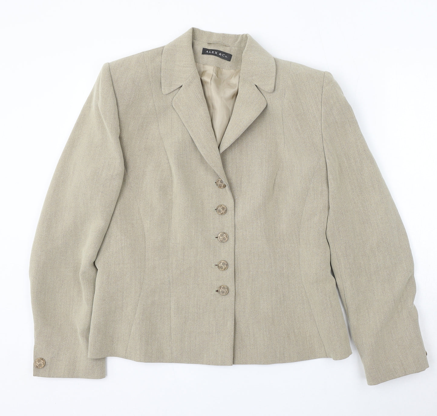 Alex&co Womens Beige Polyester Jacket Suit Size 16