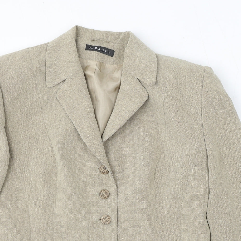 Alex&co Womens Beige Polyester Jacket Suit Size 16