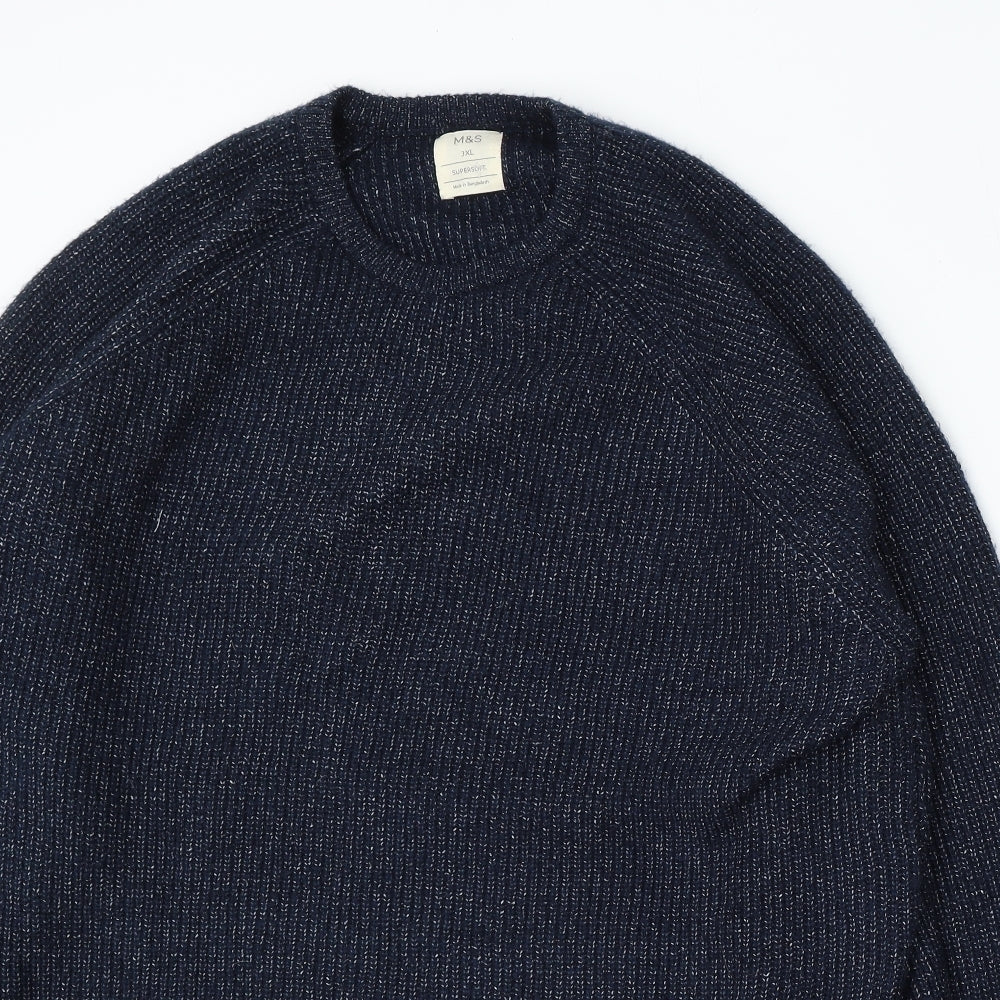 Marks and Spencer Womens Blue Round Neck Polyamide Pullover Jumper Size 3XL
