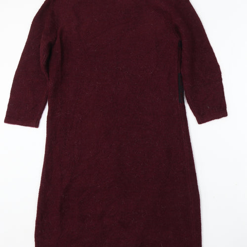 Marks and Spencer Womens Purple Acrylic Jumper Dress Size 10 Round Neck