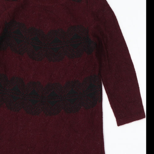 Marks and Spencer Womens Purple Acrylic Jumper Dress Size 10 Round Neck