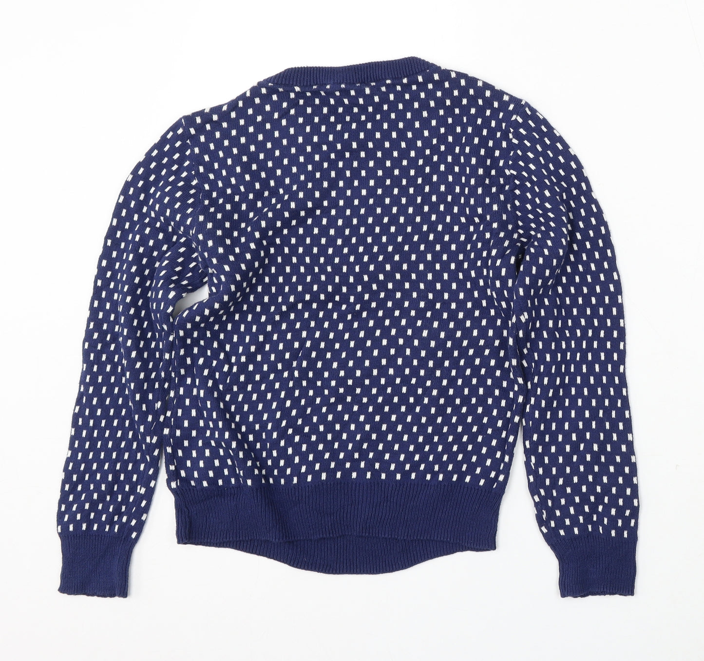 H&M Girls Blue Round Neck Geometric Cotton Pullover Jumper Size 9-10 Years