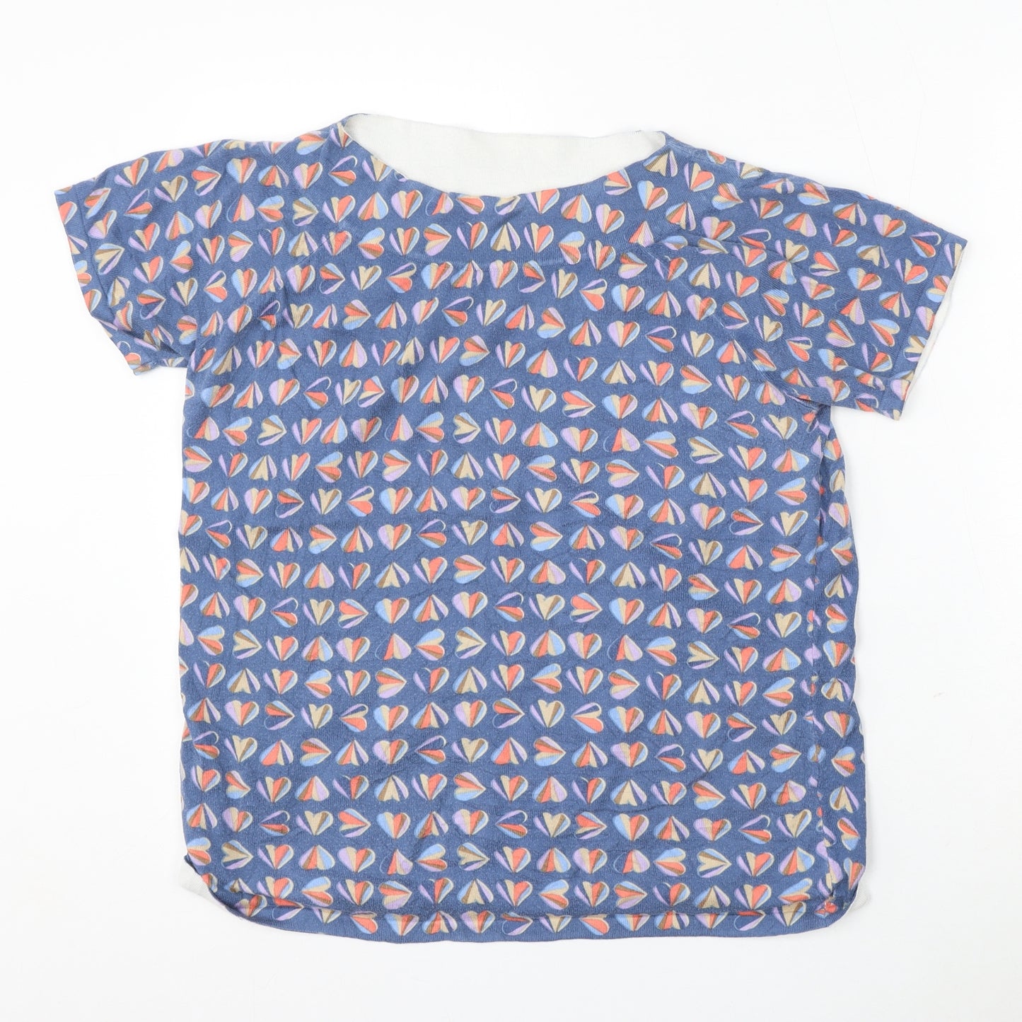 NEXT Womens Blue Round Neck Geometric Cotton Pullover Jumper Size 16