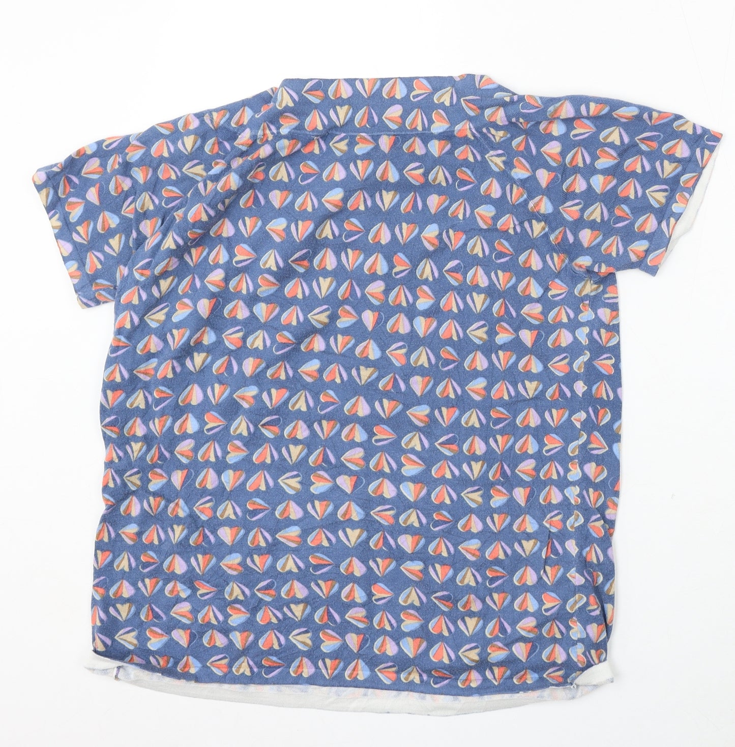NEXT Womens Blue Round Neck Geometric Cotton Pullover Jumper Size 16