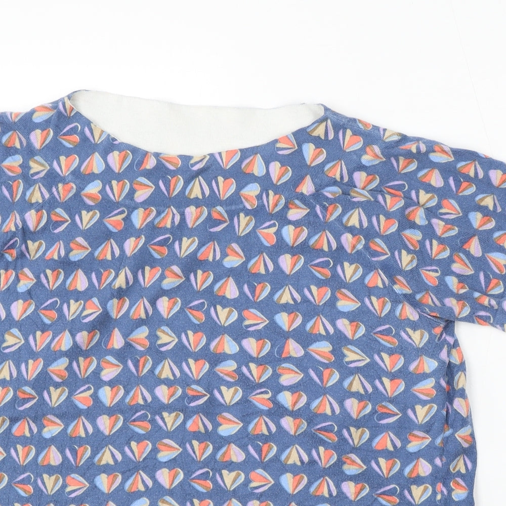 NEXT Womens Blue Round Neck Geometric Cotton Pullover Jumper Size 16