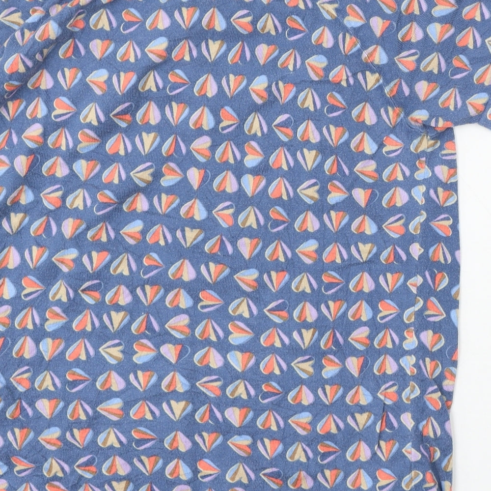 NEXT Womens Blue Round Neck Geometric Cotton Pullover Jumper Size 16