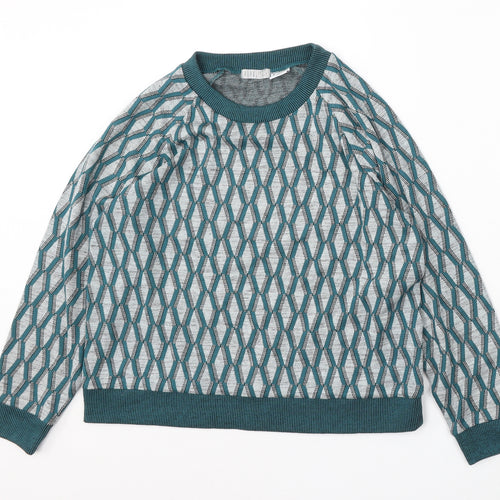 Cooperative Womens Multicoloured Round Neck Geometric Polyester Pullover Jumper Size M