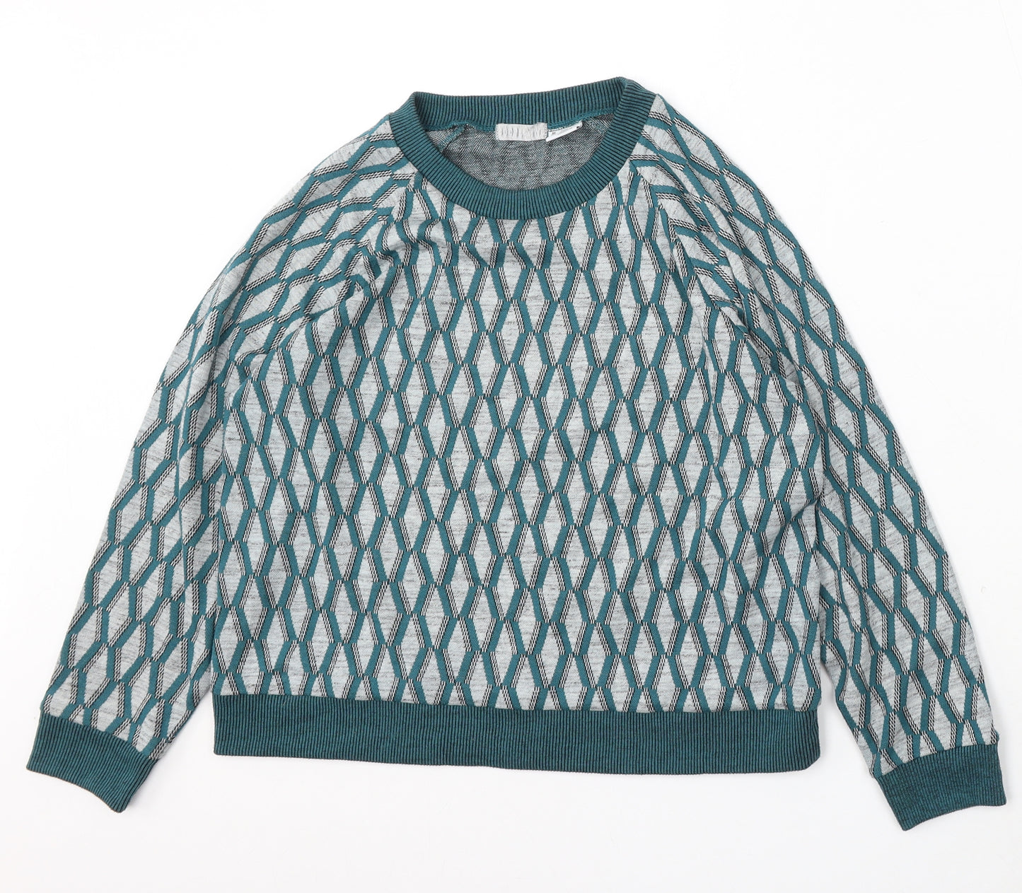 Cooperative Womens Multicoloured Round Neck Geometric Polyester Pullover Jumper Size M