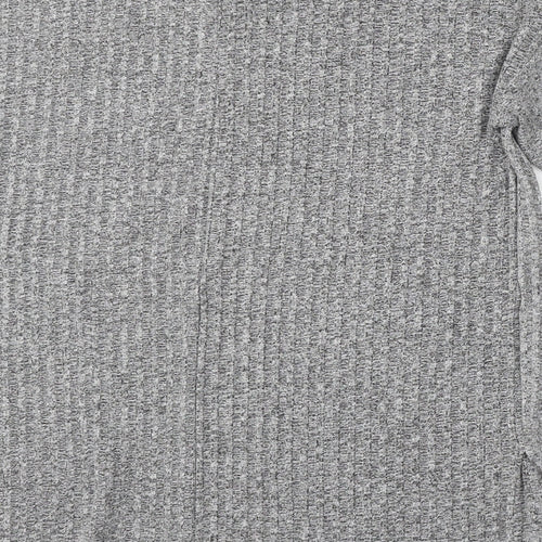 Mango Womens Grey Round Neck Polyester Pullover Jumper Size M