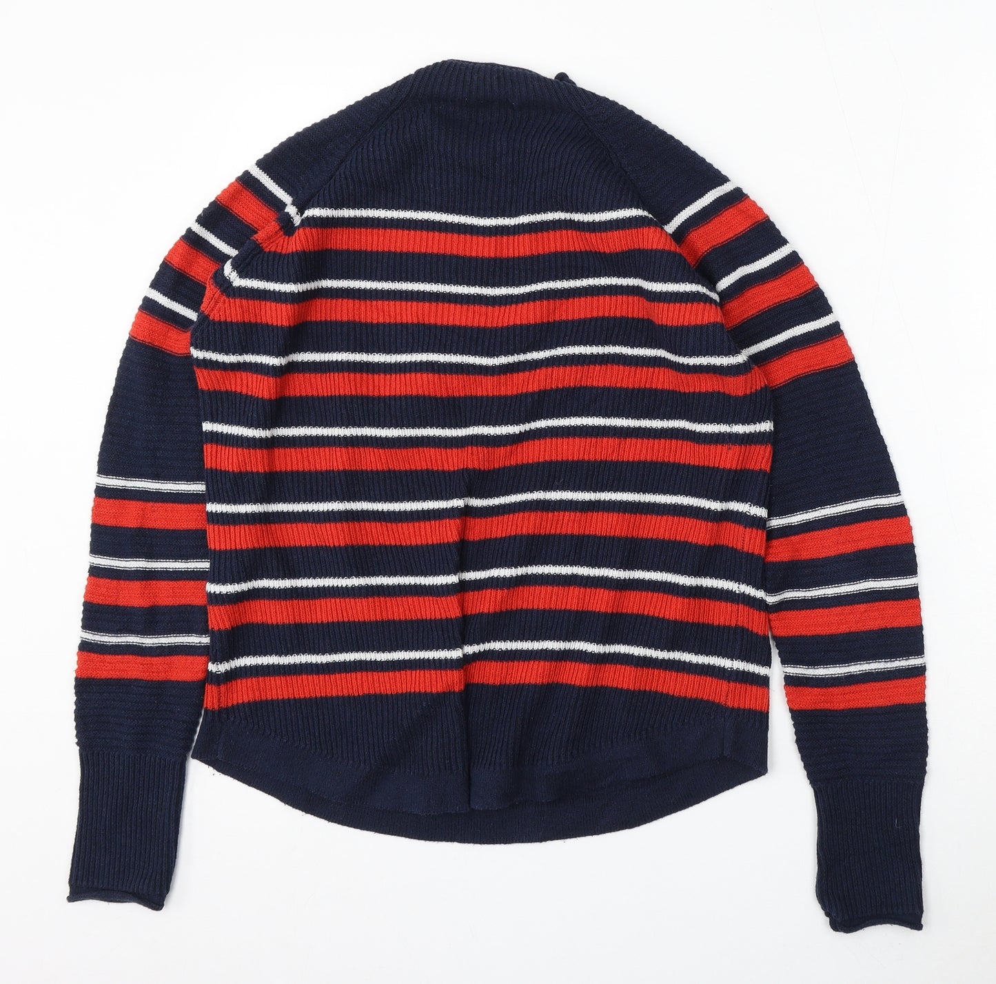 Warehouse Womens Multicoloured Round Neck Striped Cotton Pullover Jumper Size 16