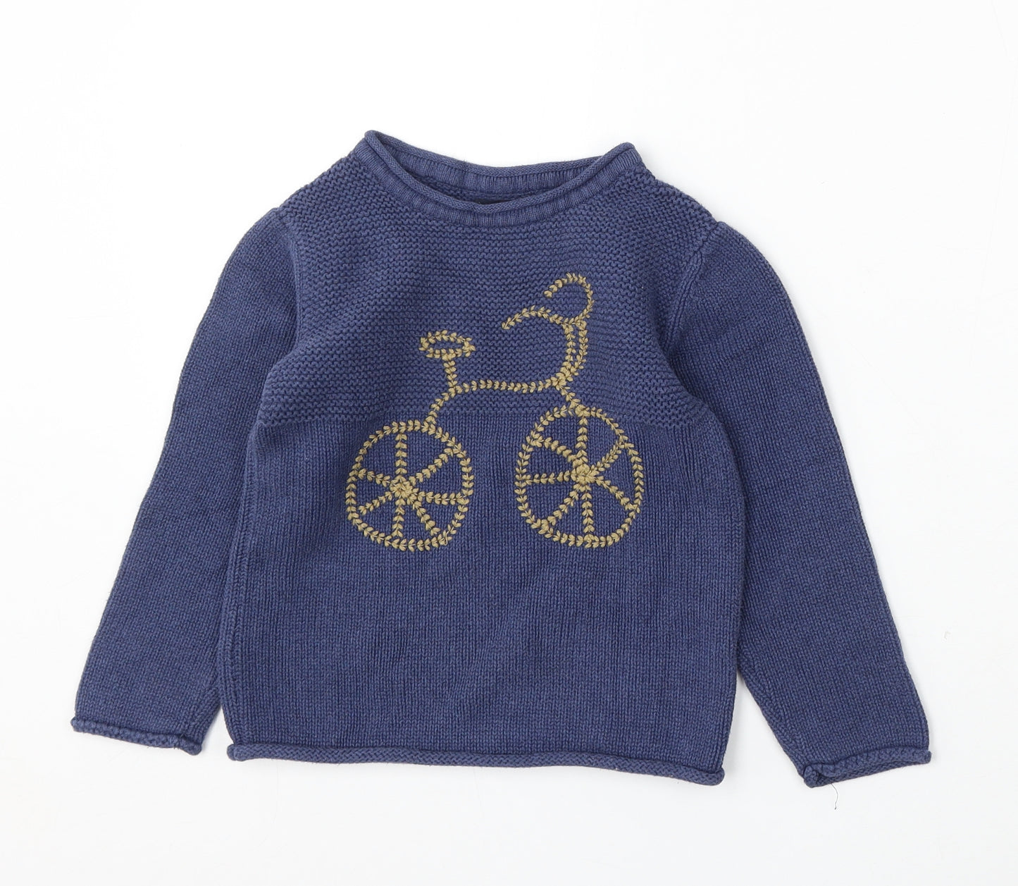 NEXT Girls Blue Round Neck Cotton Pullover Jumper Size 4-5 Years