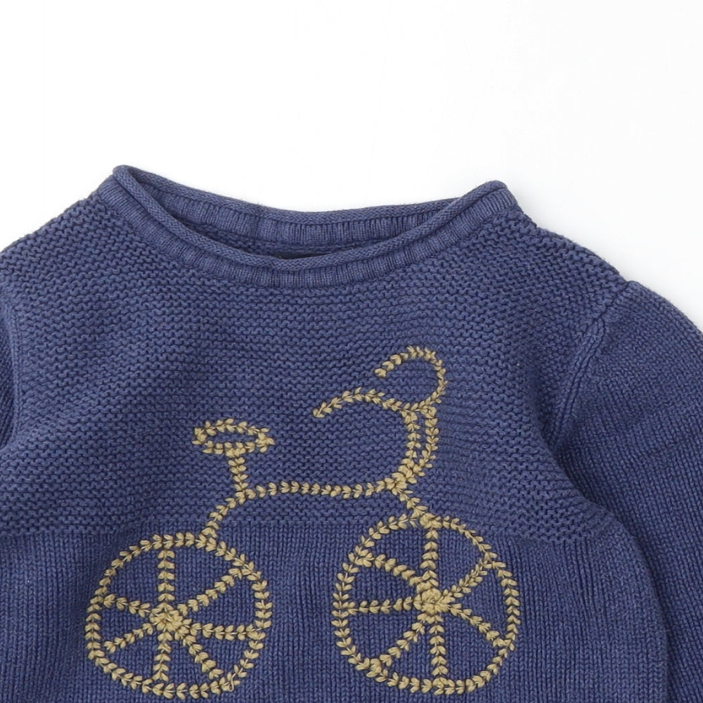 NEXT Girls Blue Round Neck Cotton Pullover Jumper Size 4-5 Years