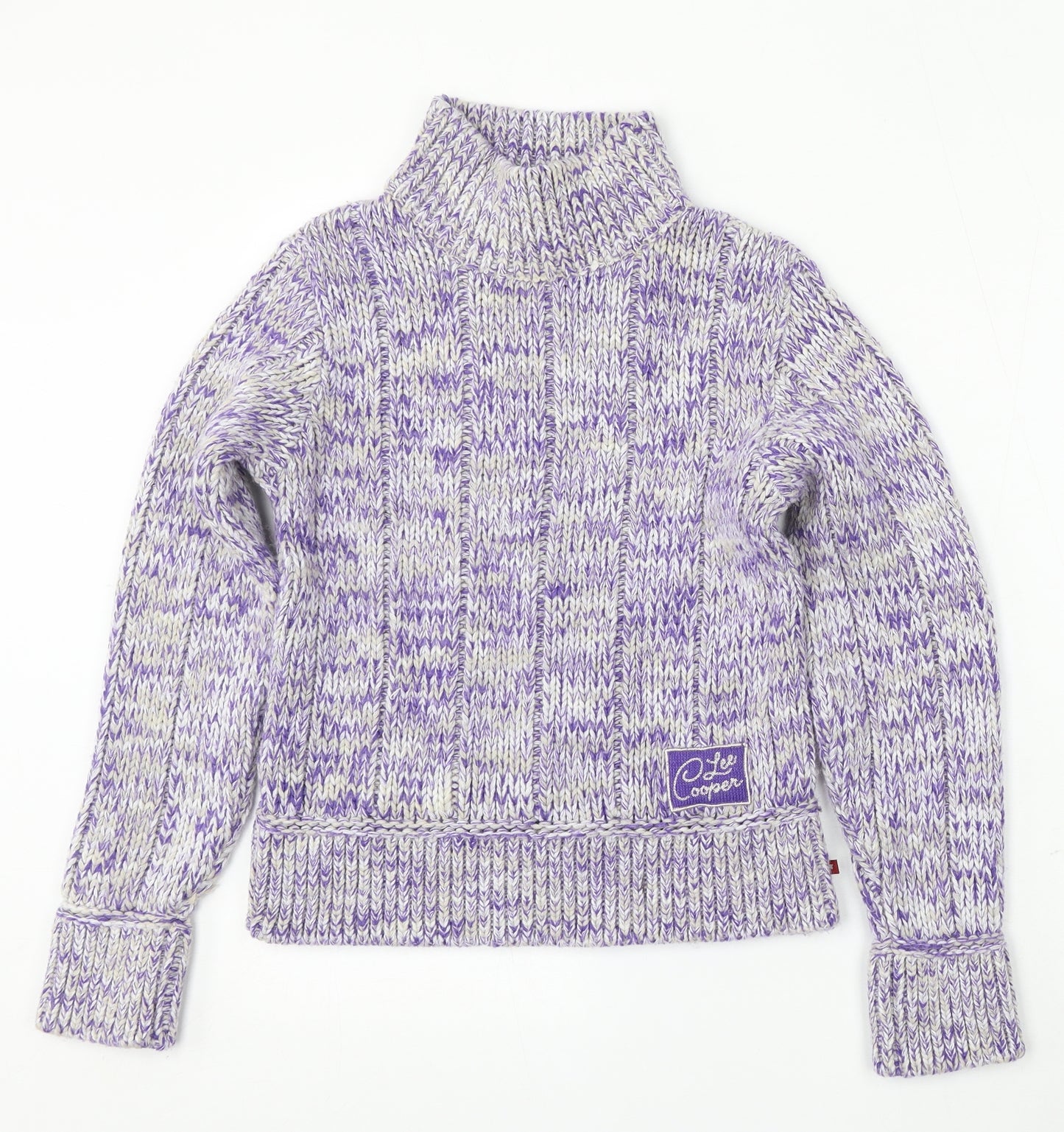 Lee Cooper Womens Purple Mock Neck Acrylic Pullover Jumper Size S