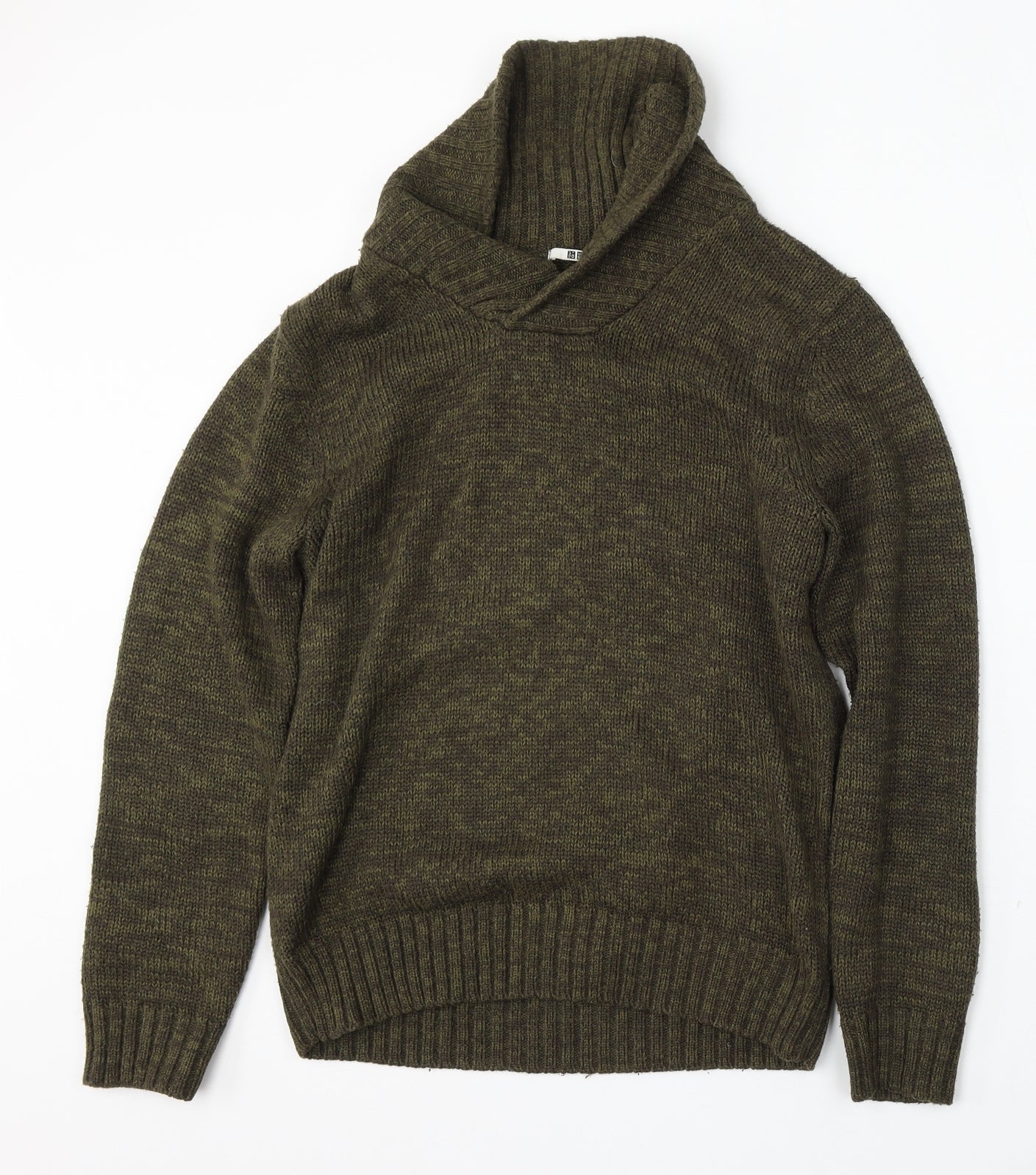 Uniqlo Mens Green Collared Polyester Pullover Jumper Size S