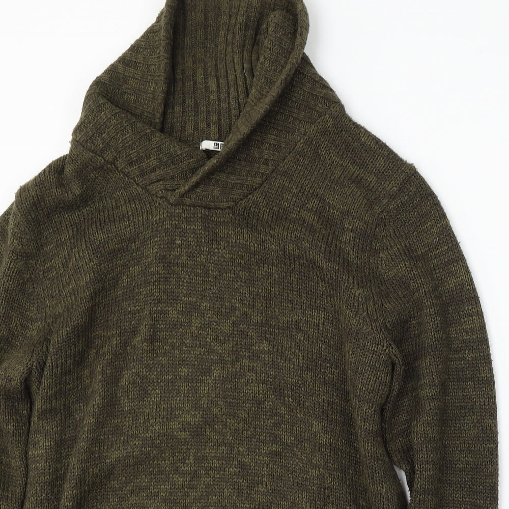 Uniqlo Mens Green Collared Polyester Pullover Jumper Size S