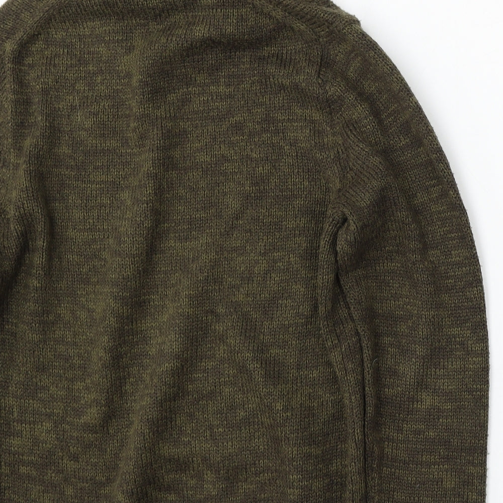 Uniqlo Mens Green Collared Polyester Pullover Jumper Size S