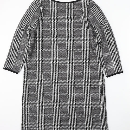 TU Womens Black Round Neck Plaid Polyester Pullover Jumper Size 12