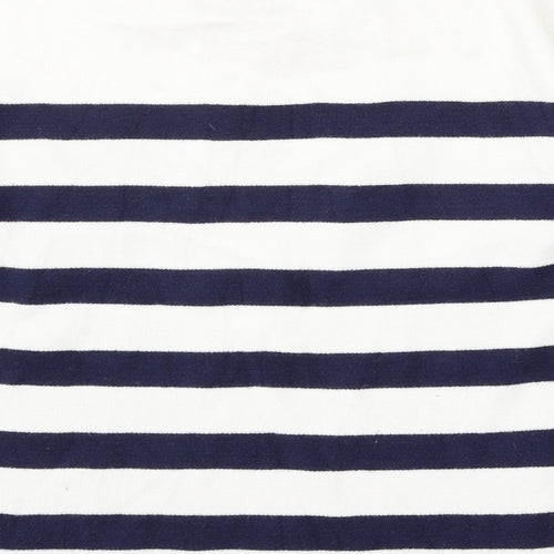 TU Womens White Round Neck Striped Viscose Pullover Jumper Size 14