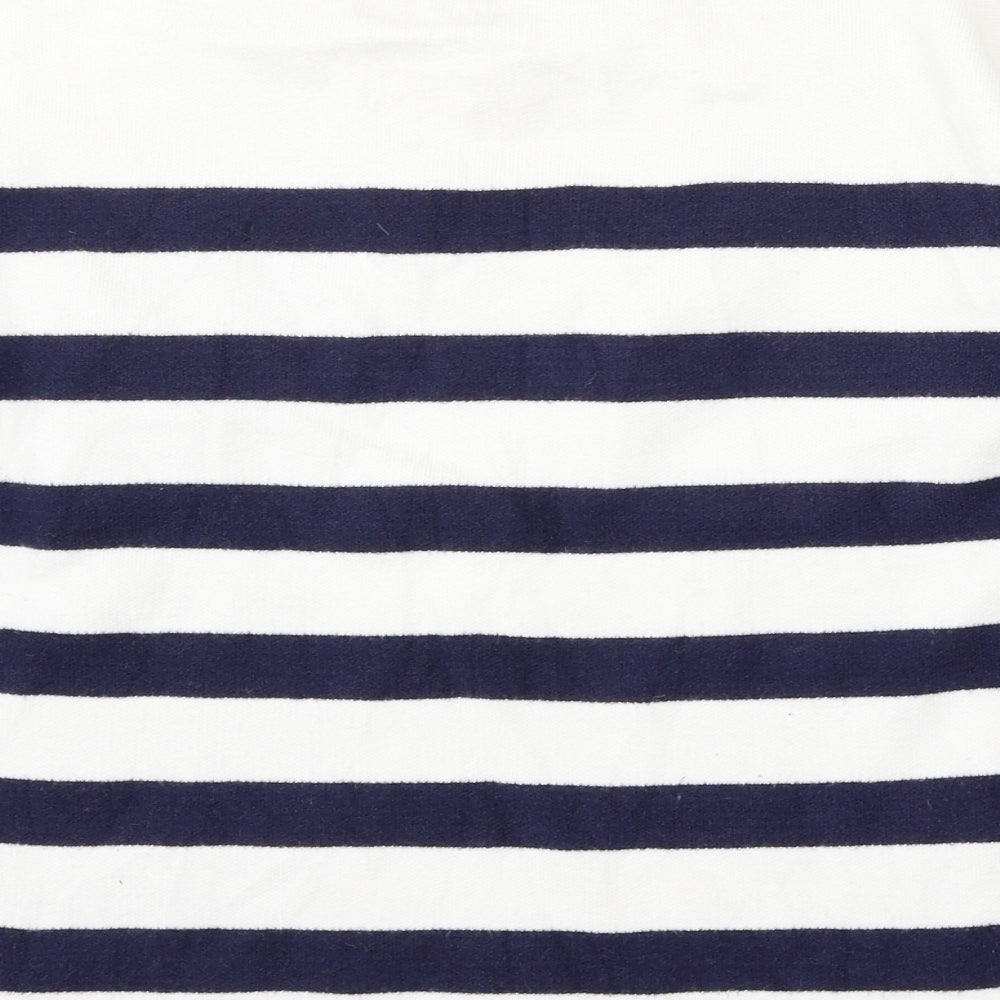 TU Womens White Round Neck Striped Viscose Pullover Jumper Size 14