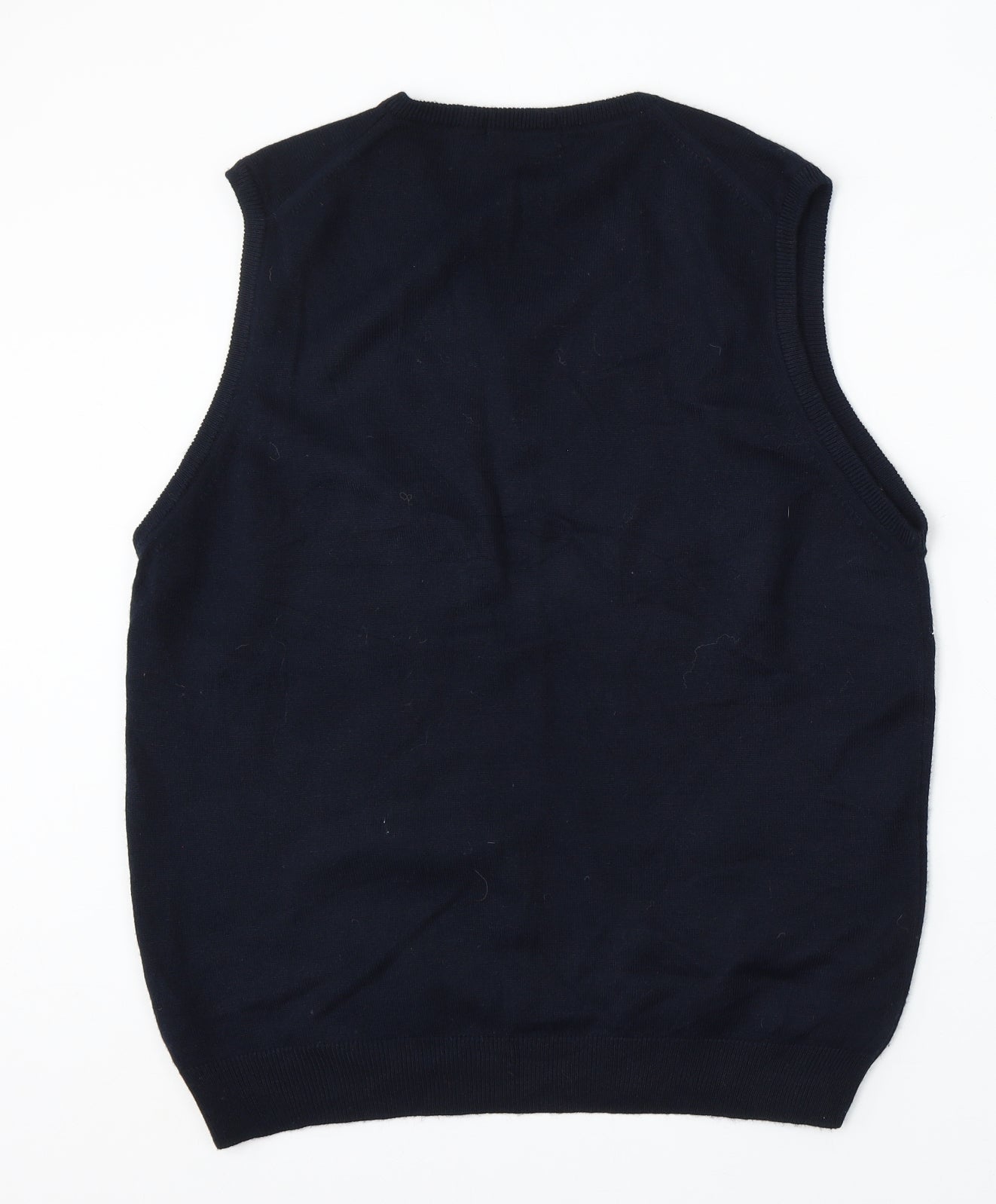 BHS Mens Blue V-Neck Acrylic Vest Jumper Size S
