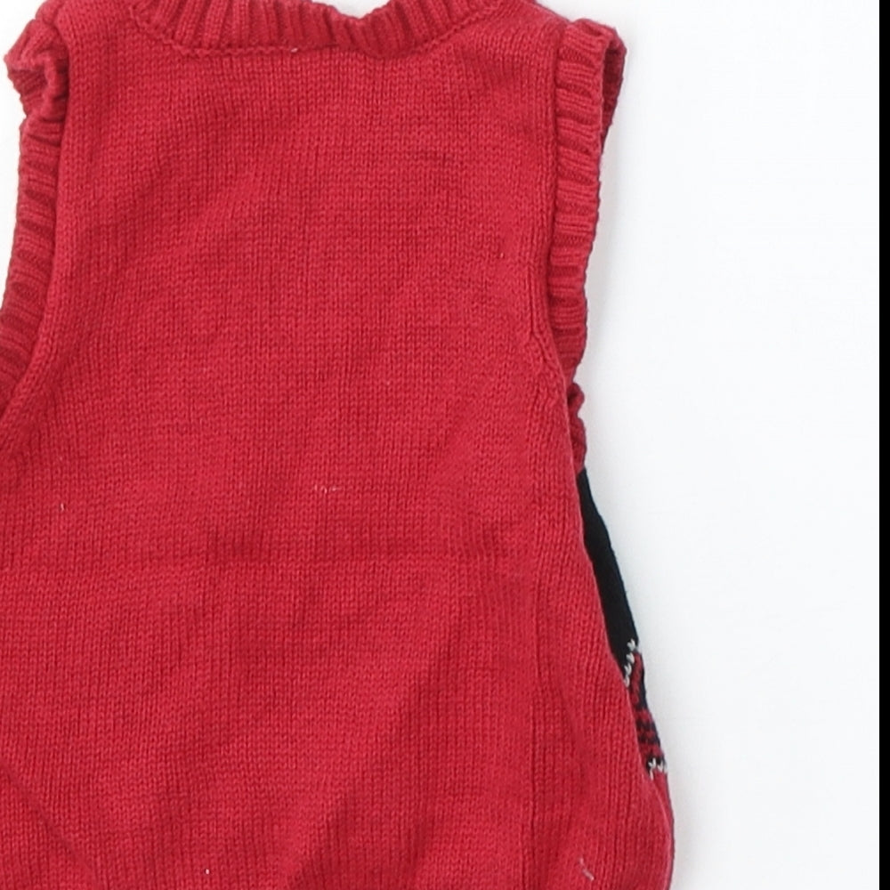 George Boys Red Cotton Vest Jumper Size 3-6 Months